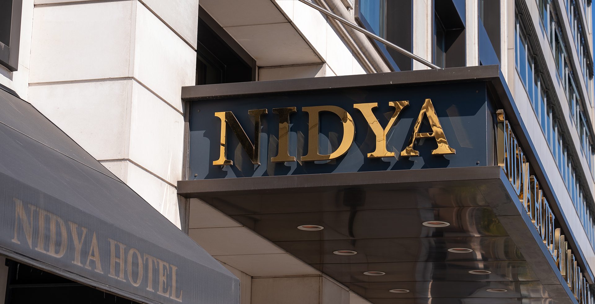 The NIDYA lettering at the entrance of Nidya Hotel Galataport