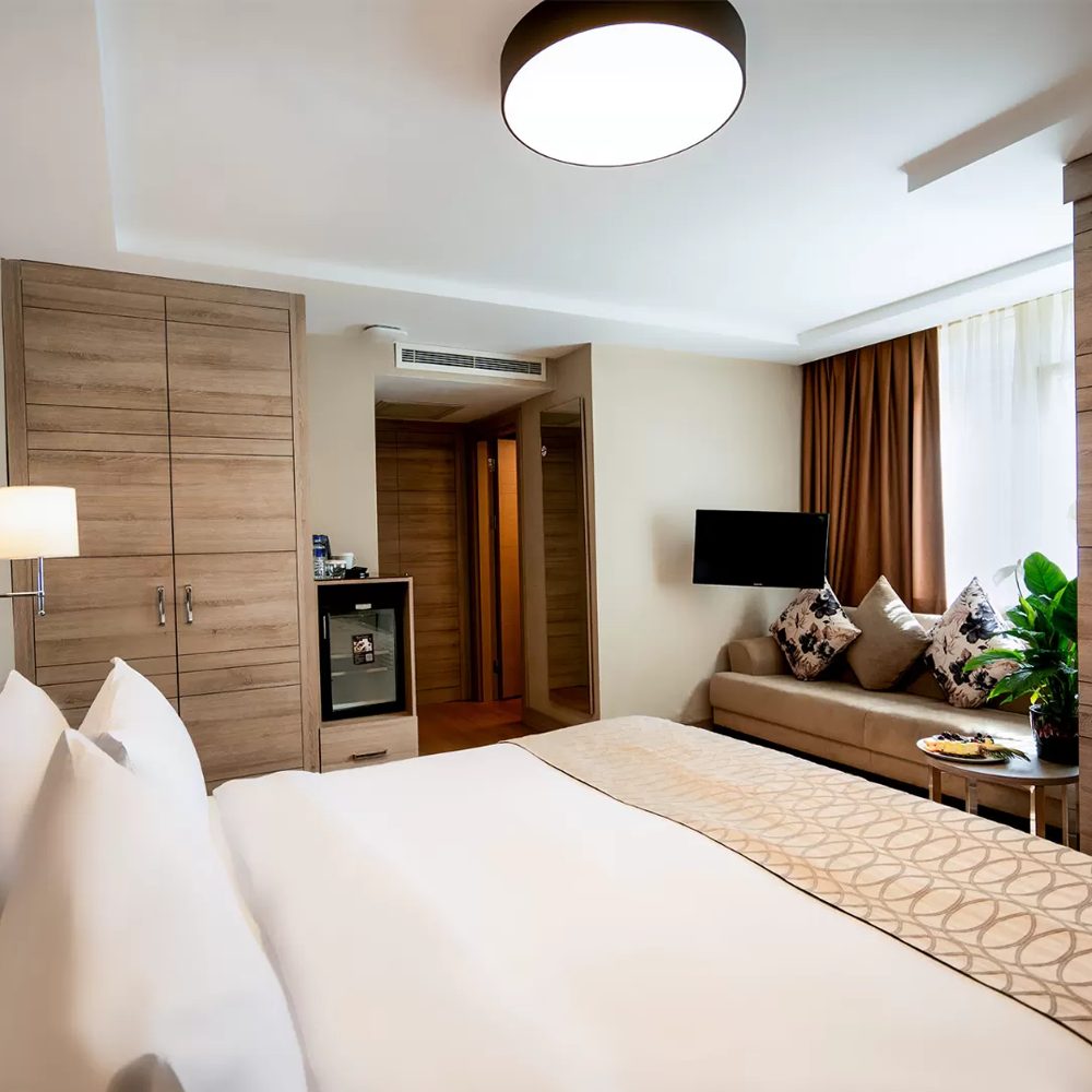 Family Suite: bed and sofa